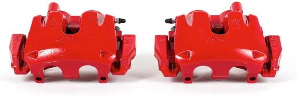Front S5296 Pair of High-Temp Red Powder Coated Calipers