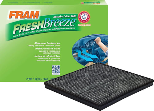 Fresh Breeze Cabin Air Filter Replacement for Car Passenger Compartment W/ Arm and Hammer Baking Soda, Easy Install, CF11667 for Select Chevrolet Vehicles , White