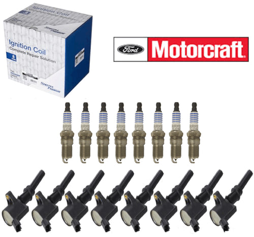 8 Spark Plugs FORD MOTORCRAFT SP405 & Coils REPLACE OEM # AGSF22FM1 DG508