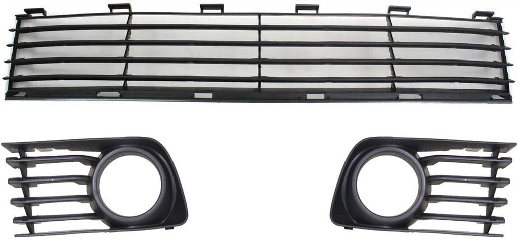 Bumper Grille Kit Compatible with 2004-2009 Toyota Prius Textured Black Front, Lower