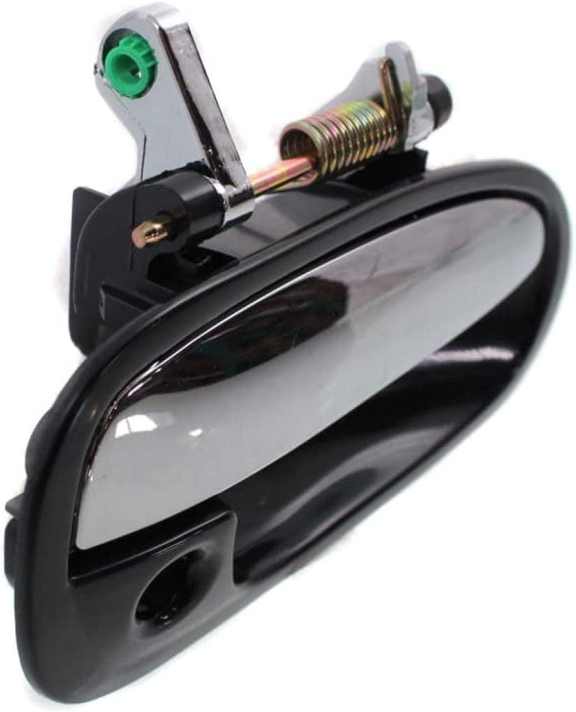 for Honda Civic Exterior Door Handle Front, Passenger Side Smooth Black Bezel with Chrome Lever (1996-2000) | with Key Hole| Trim:All Submodels