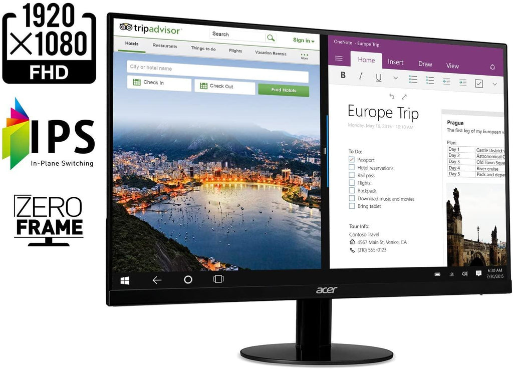Acer 21.5 Inch Full HD (1920 X 1080) IPS Ultra-Thin Zero Frame Computer Monitor (HDMI & VGA Port), SB220Q Bi