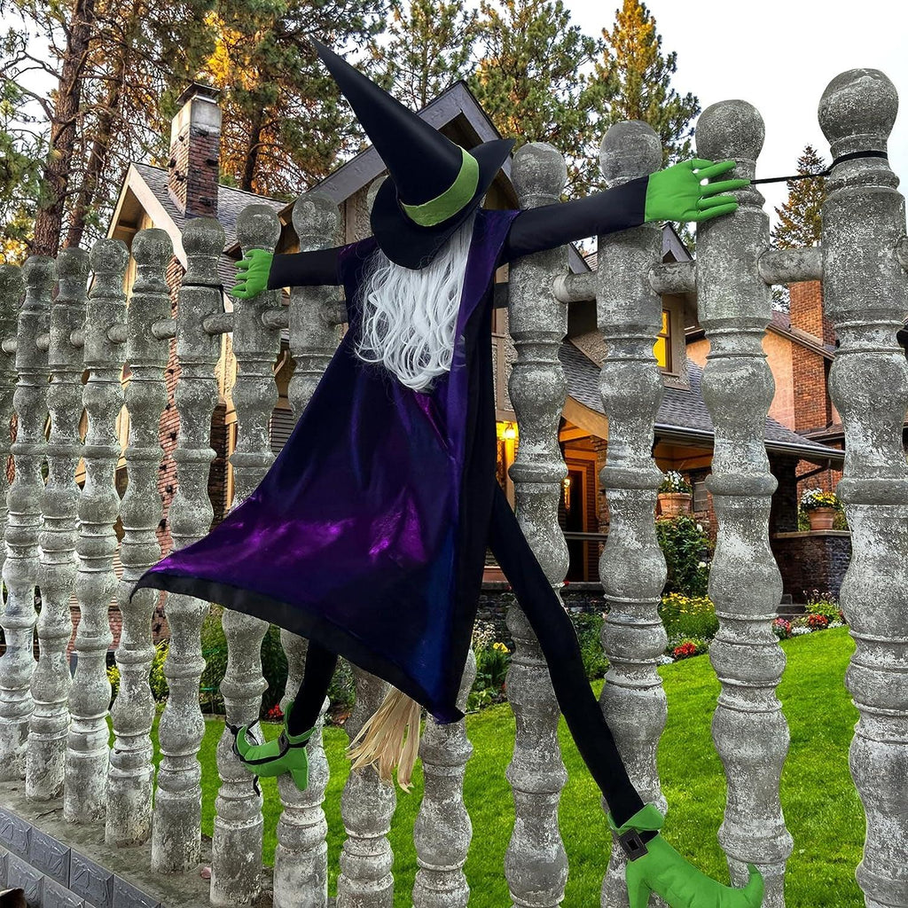 POPGIFTU 64" Large Crashing Witch Decorations, Funny Witch Crashing into Tree Halloween Outdoor Decor, Hanging into Tree/Door/Garden/Yard/Indoor/Outside Halloween Flying Witches Props Ornaments
