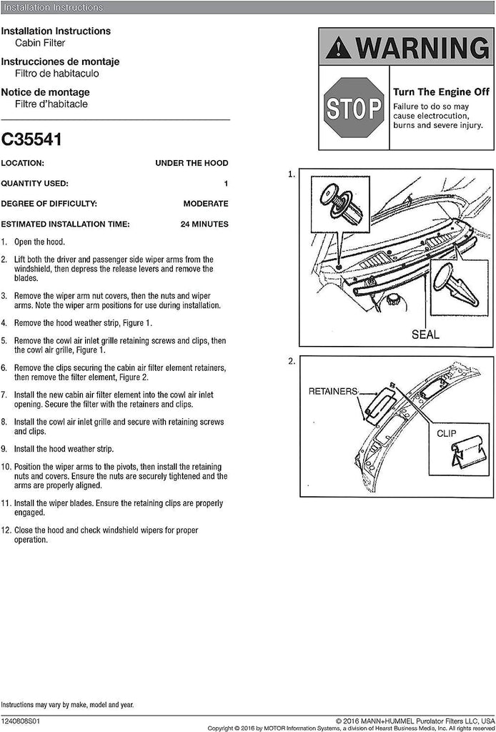 C35541 one Advanced Cabin Air Filter Compatible with Select Land Rover Vehicles