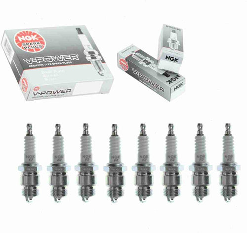 8 Pc NGK V-Power Spark Plugs Compatible with Ford F-250 Pickup 5.0L 5.8L 5.9L 6.4L V8 1966-1974