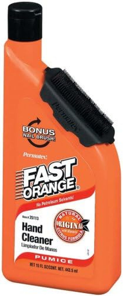 Permatex 25113-12PK Fast Orange Pumice Lotion Hand Cleaner with Nail Brush, 15 Oz. (Pack of 12)