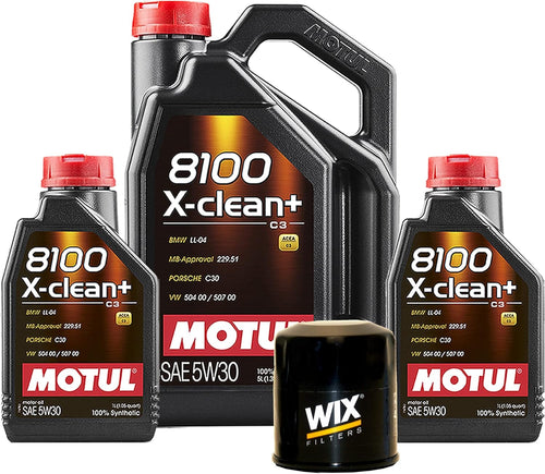 7L Newparts 8100 X-CLEAN + 5W30 Filter Motor Oil Change Kit API SN/CF