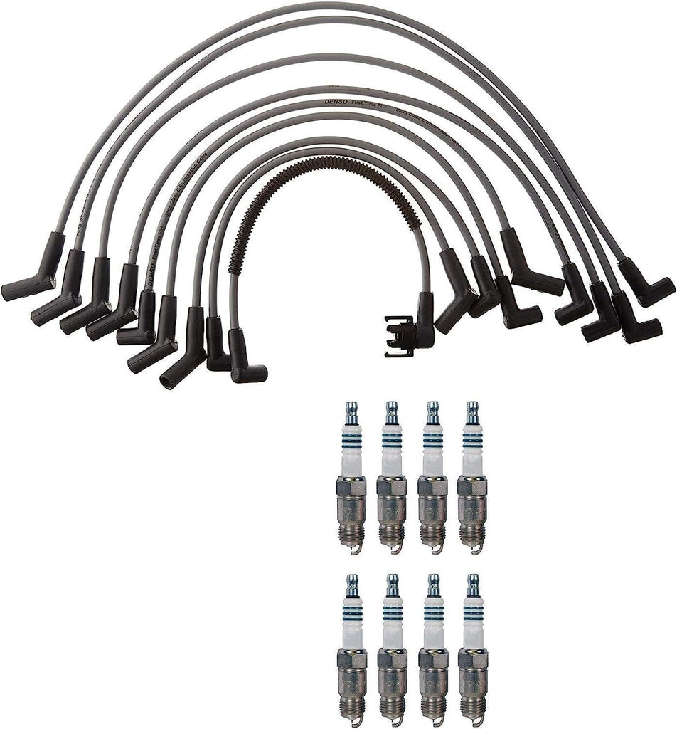 Denso Wire Set 8Mm & 8 Iridium Power Spark Plug 0.044 Kit for Ford 5.8L V8 VIN H
