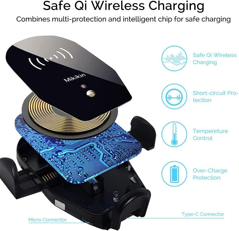 Wireless Car Charger Mount,  Auto-Clamping Qi 10W 7.5W Fast Charging Car Phone Holder Air Vent Compatible with Iphone 14 13 12 Pro Max Mini 11 XR XS X, Samsung Galaxy S23 S22 S21+ S10+ Note 20