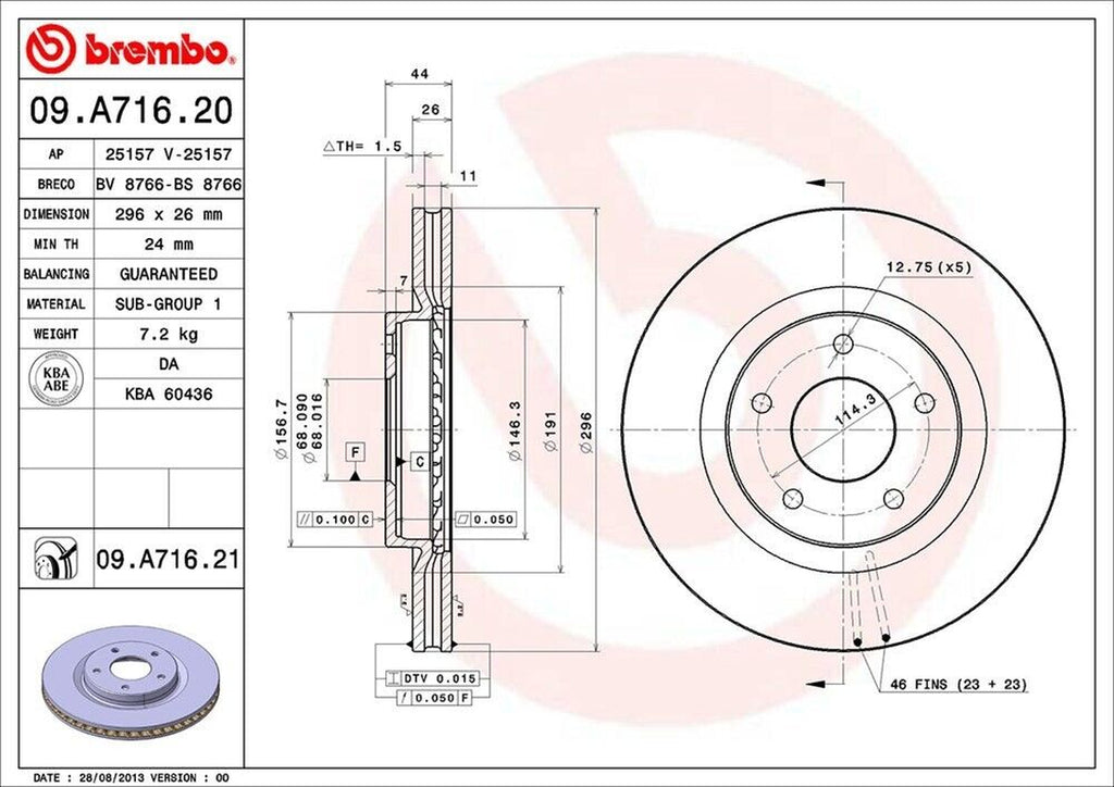 Brembo Front Disc Brake Rotor for Nissan (09.A716.21)