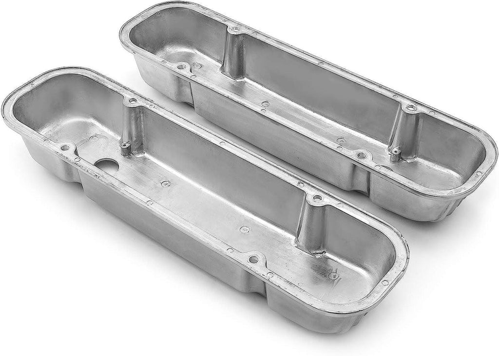 PCE314.1162 Pontiac 326 400 455 Polished Nostalgic Finned Aluminum Valve Covers W/Hole