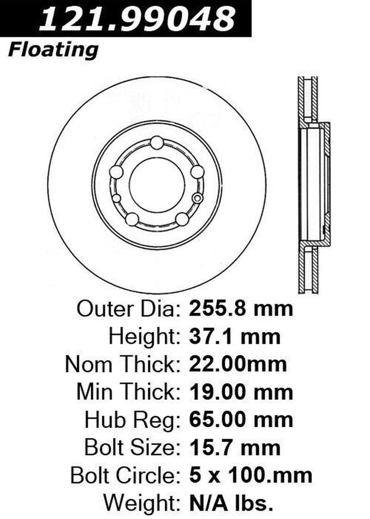 Front Disc Brake Rotor for Polo, Vento, A1, Toledo, Crossfox+More (121.99048)