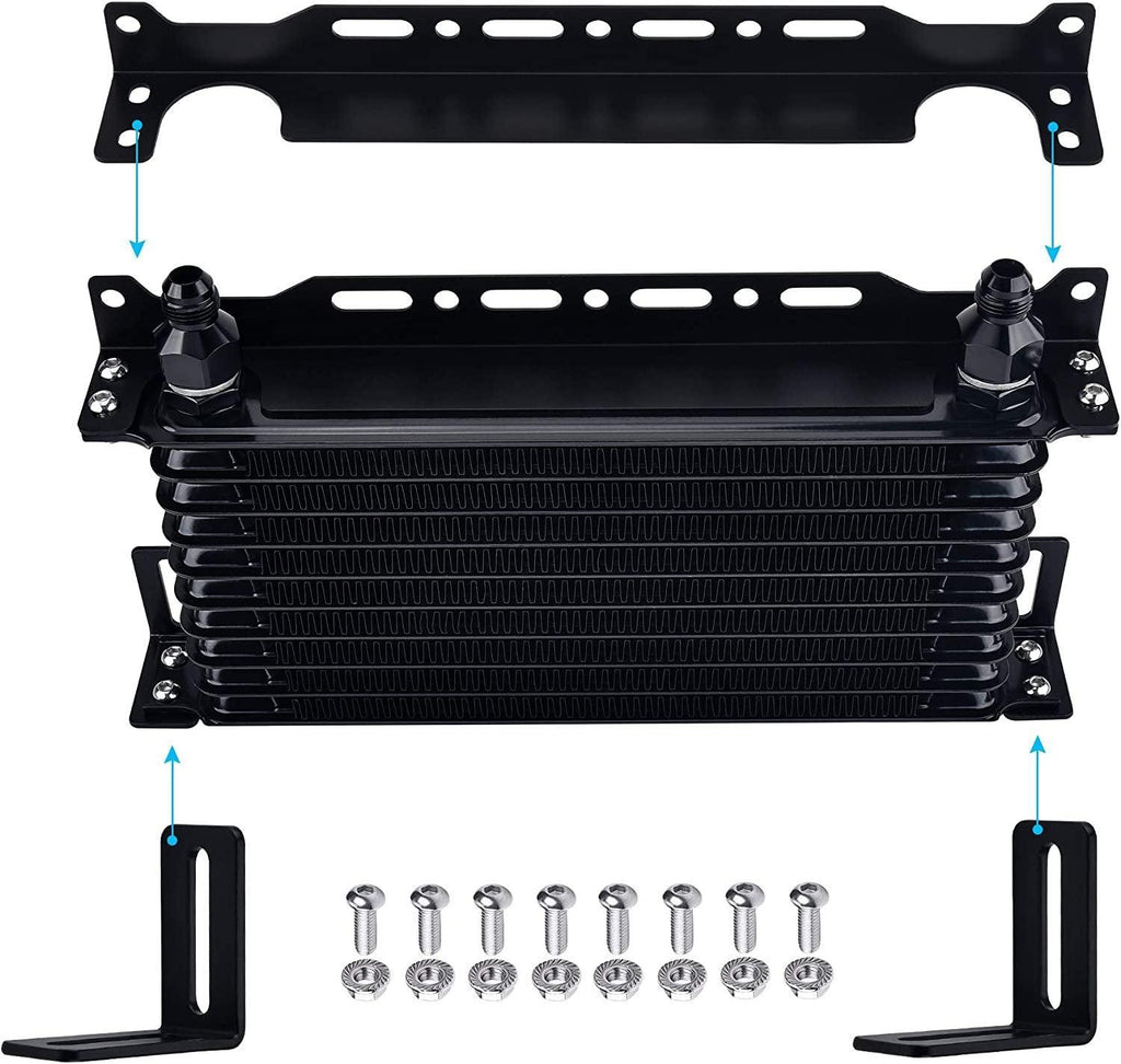 15 Row Oil Cooler Kit Bundle with 340Mm Oil Cooler Mounting Bracket Kit