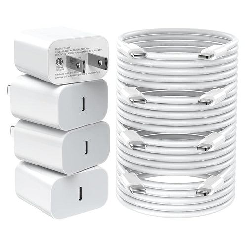 Fast Charger Iphone，[Apple Mfi Certified] 20W PD USB C Wall Charger 4 Pack with 6FT Fast Charging Cable - Fast Charger for Iphone 14/14 Pro Max/13/13 Pro/12/12 Pro/11/11 Pro/Xs, Ipad