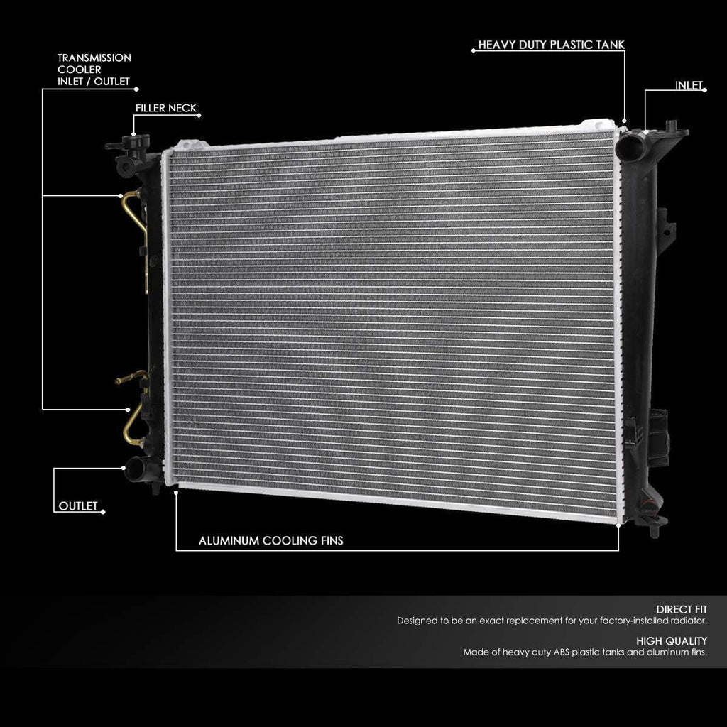 OEM-RA-2831 Factory Style Aluminum Cooling Radiator Compatible with 06-11 Azera, 07-10 Magentis/Optima AT, 25-1/16" W X 18-7/8" X 5/8" D, 1-3/8" Inlet, 1-3/8" Outlet