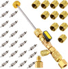 Mudder R22 R134A R12 A/C HVAC Valve Core Removal Tool Compatible with Dual Size 1/4 & 5/16 Port, R410 R32 Brass Adapter, 20 Pcs Cores and 10 Pcs Brass Nut HVAC Valve Core Removal Installer Tool Kit