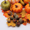Winemana Thanksgiving Artificial Pumpkins Fall Decorations for Home, 50Pcs Fall Decor- 30 Fall Leaves, 10 Acorns, 2 Pinecones, 8 Fake Pumpkins, Harvest Farmhouse Table Tiered Tray Decorations Set