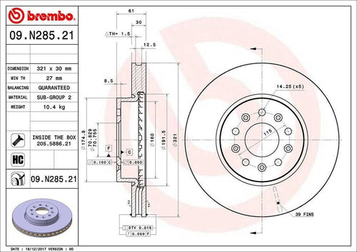 Brembo Front Disc Brake Rotor for 13-18 ATS (09.N285.21)