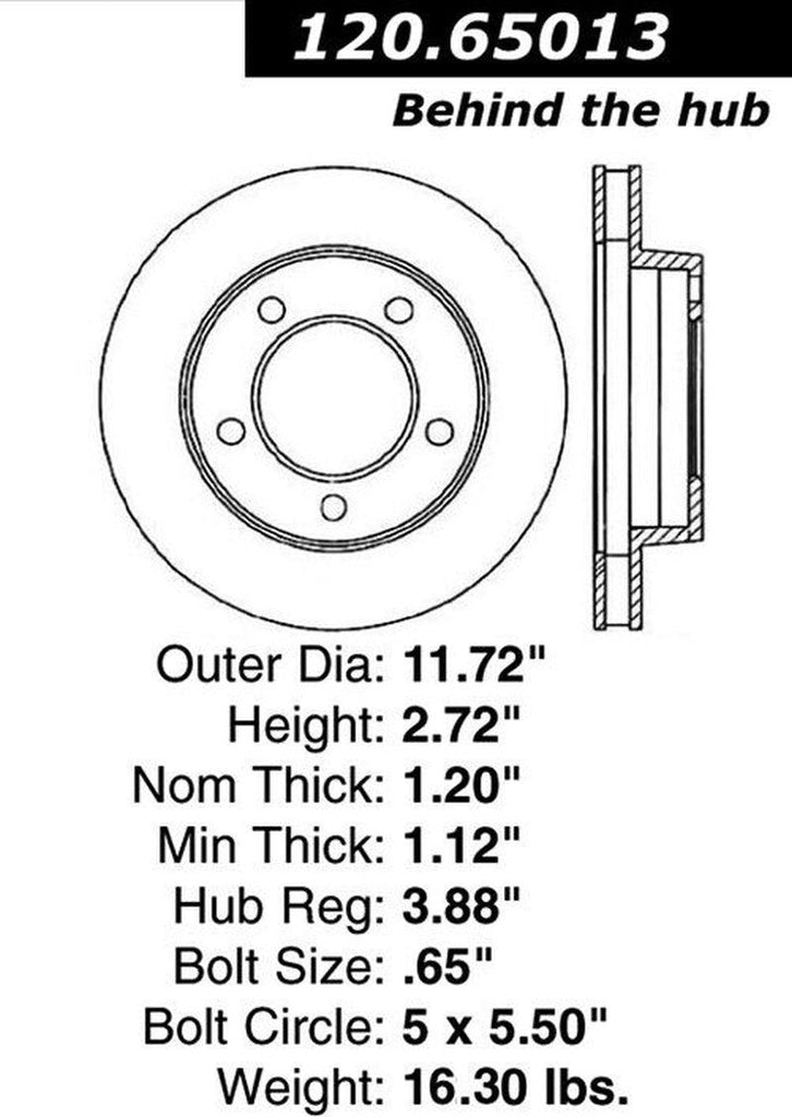 Centric Front Disc Brake Rotor for Bronco, F-150, F-100 (121.65013)