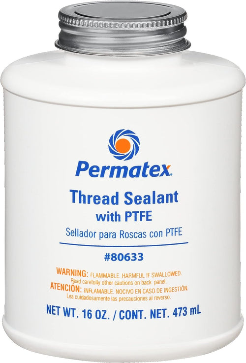 Permatex 80633 Thread Sealant with PTFE, 16 Oz. , White