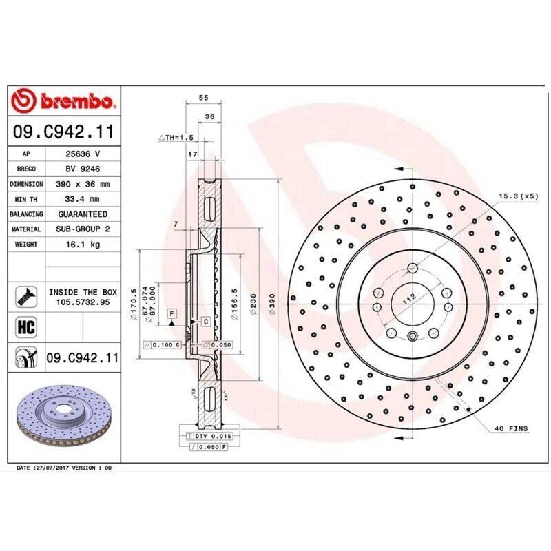 Brembo Front Disc Brake Rotor for ML63 AMG, R63 AMG (09.C942.11)