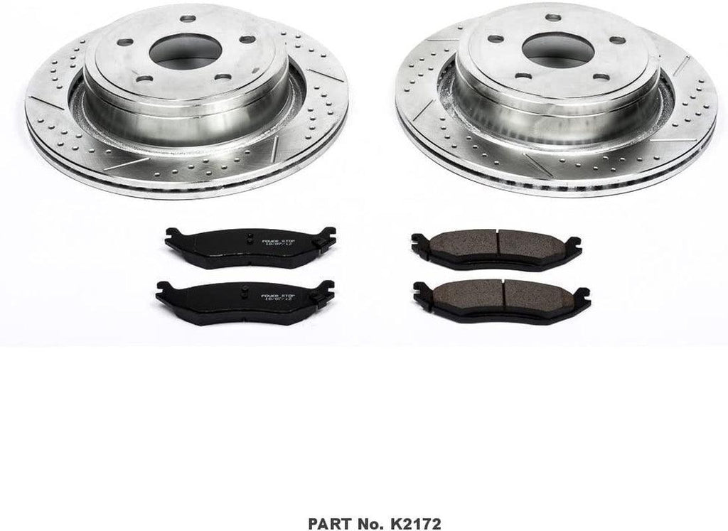K2172 Rear Z23 Carbon Fiber Brake Pads with Drilled & Slotted Brake Rotors Kit