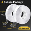 Double Sided Adhesive Tape Heavy Duty, Double Stick Mounting (2 Rolls, Total 20FT), Clear Two Sided Wall Tape Strips, Removable Poster Tape for Home, Office, Car, Outdoor Use