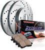 K1081 Rear Z23 Carbon Fiber Brake Pads with Drilled & Slotted Brake Rotors Kit