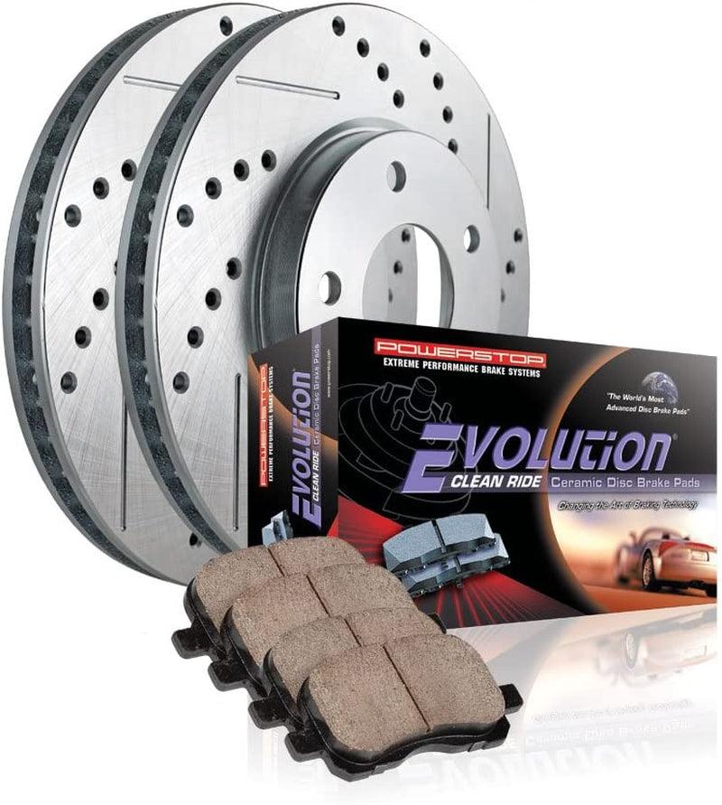 K1081 Rear Z23 Carbon Fiber Brake Pads with Drilled & Slotted Brake Rotors Kit