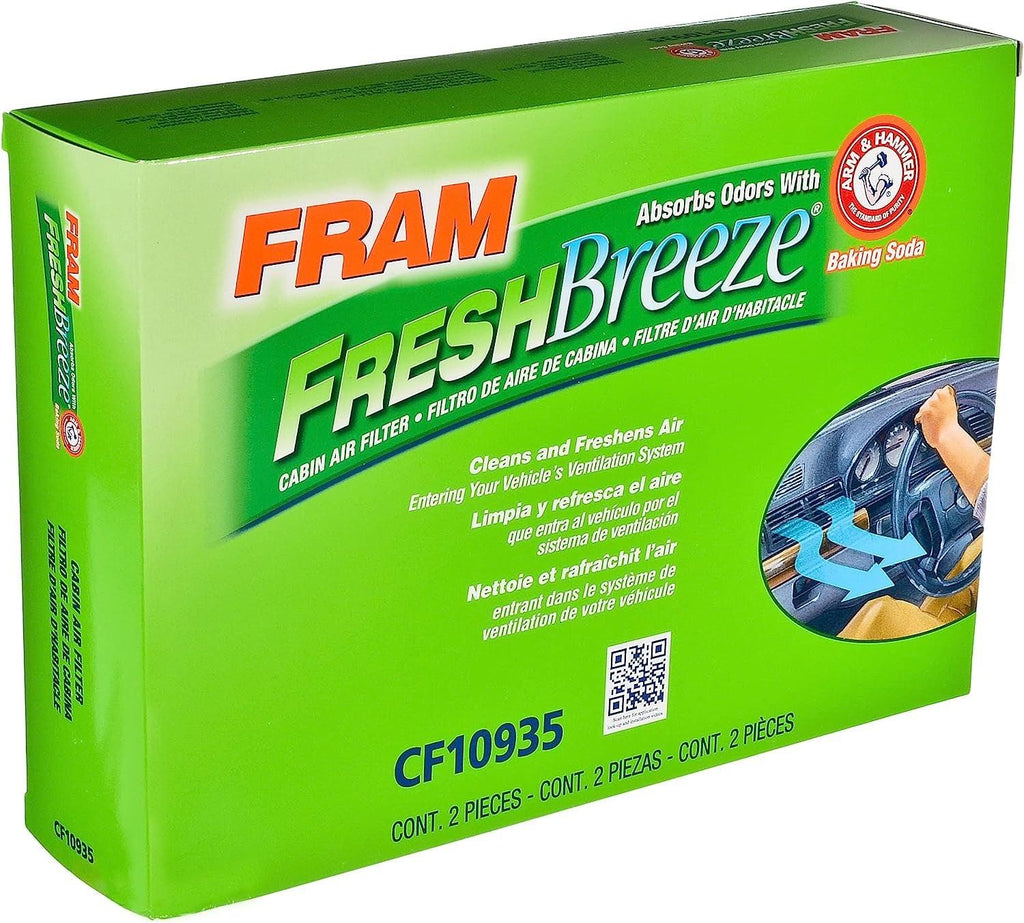Fresh Breeze Cabin Air Filter Replacement for Car Passenger Compartment W/ Arm and Hammer Baking Soda, Easy Install, CF10935 for Select Mercedes-Benz Vehicles , White
