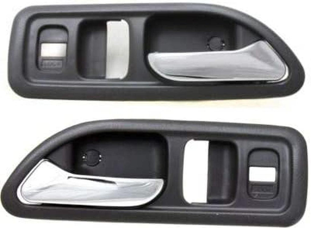 Interior Door Handle Set Compatible with 1994-1997 Honda Accord Gray Bezel with Chrome Lever Coupe Front, Driver and Passenger Side