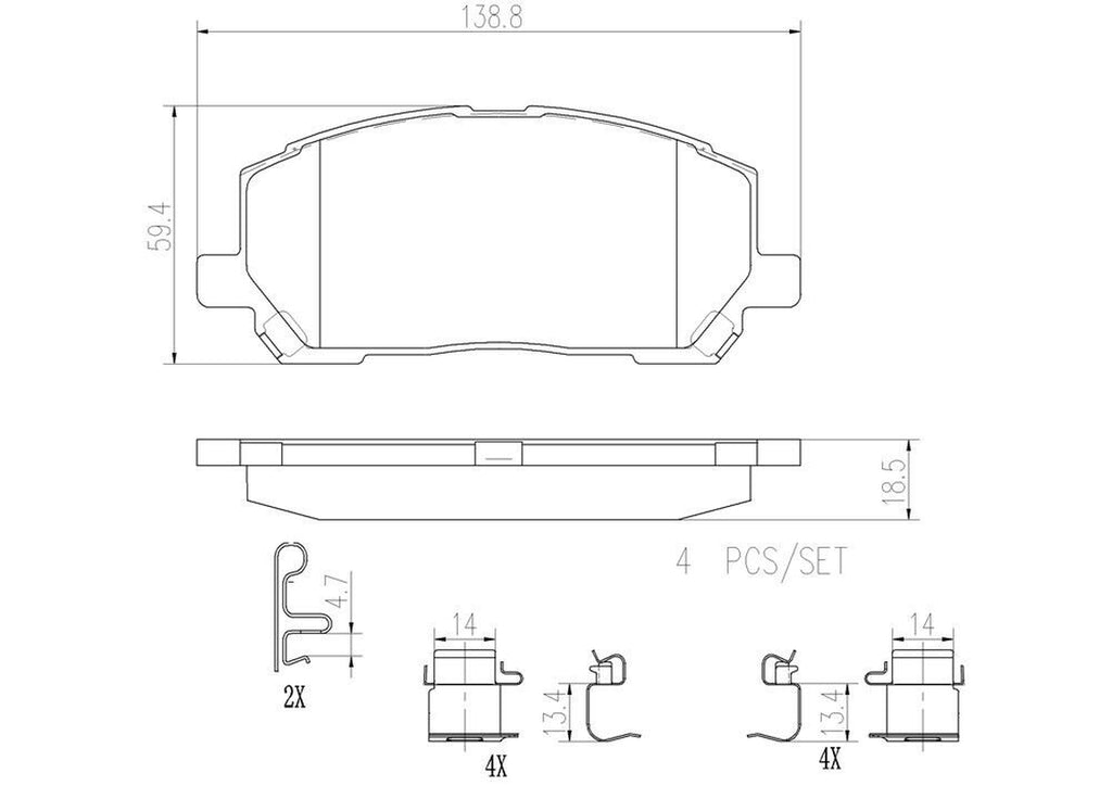 Brembo Front Disc Brake Pad Set for 01-07 Highlander (P83078N)