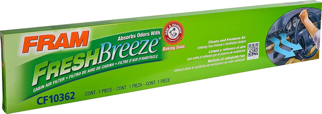Fresh Breeze Cabin Air Filter Replacement for Car Passenger Compartment W/Arm and Hammer Baking Soda, Easy Install, CF10362 for Select BMW Vehicles , White