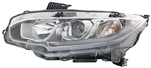 Partomotive For CAPA 16-19 Civic Front Headlight Headlamp Halogen Head Light w/Bulb Driver Side