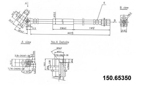 Centric Brake Hydraulic Hose for 05-07 F-350 Super Duty 150.65350
