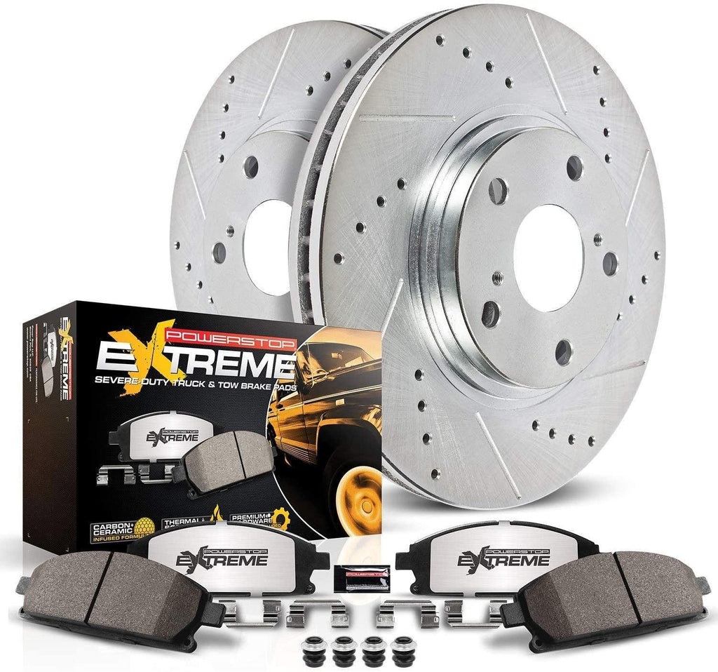 Power Stop K1236-36 Front Z36 Truck & Tow Brake Kit, Carbon Fiber Ceramic Brake Pads and Drilled/Slotted Brake Rotors