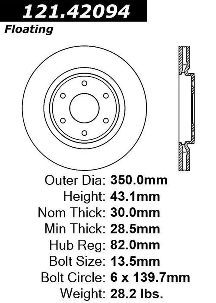 Centric Front Disc Brake Rotor for QX56, Armada (121.42094)