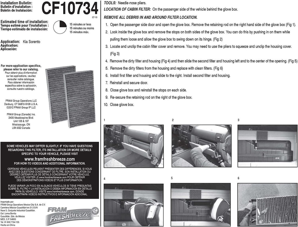Fresh Breeze Cabin Air Filter with Arm & Hammer Baking Soda, CF10734 for Kia Vehicles