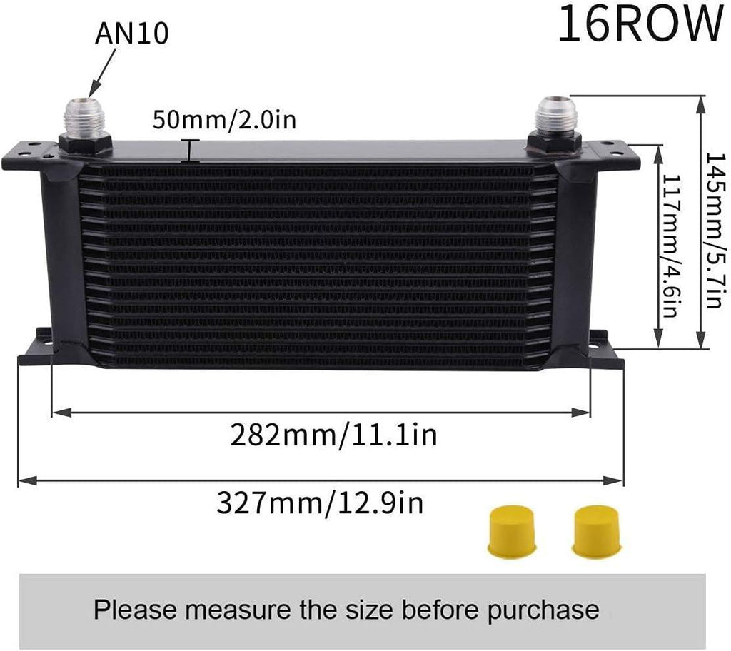 16 Row AN10-10AN Stacked Plate Oil Cooler Bundle with 6AN 3/8" 10FT CPE Fuel Line Hose Fitting Kit Braided Nylon Stainless Steel