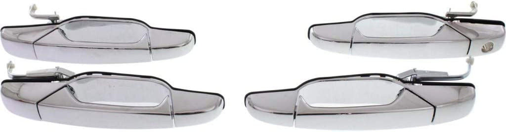 for Chevy Silverado 1500 Exterior Door Handle Front and Rear Driver and Passenger Side Chrome 2007-2013 | Set of 4 | Front Driver Side - with Key Hole | Trim: All Submodels