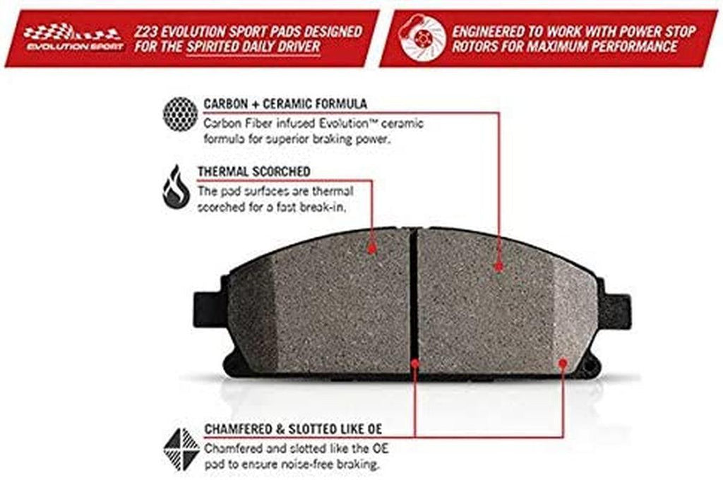 K6082 Front Z23 Carbon Fiber Brake Pads with Drilled & Slotted Brake Rotors Kit