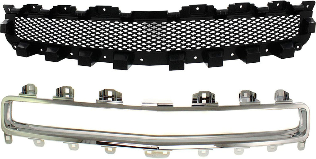 Grille Assembly SET Compatible with 2008-2012 Chevrolet Malibu Paintable Shell and Insert Upper