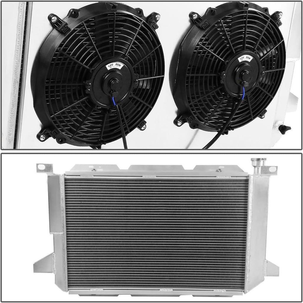 RA+FS-F150-85V8-3 3-Row Radiator with Fan Shroud Compatible with 1985-1996 F-150 / F-250 / F Superduty/Bronco V8 MT NOT Fit Diesel Models