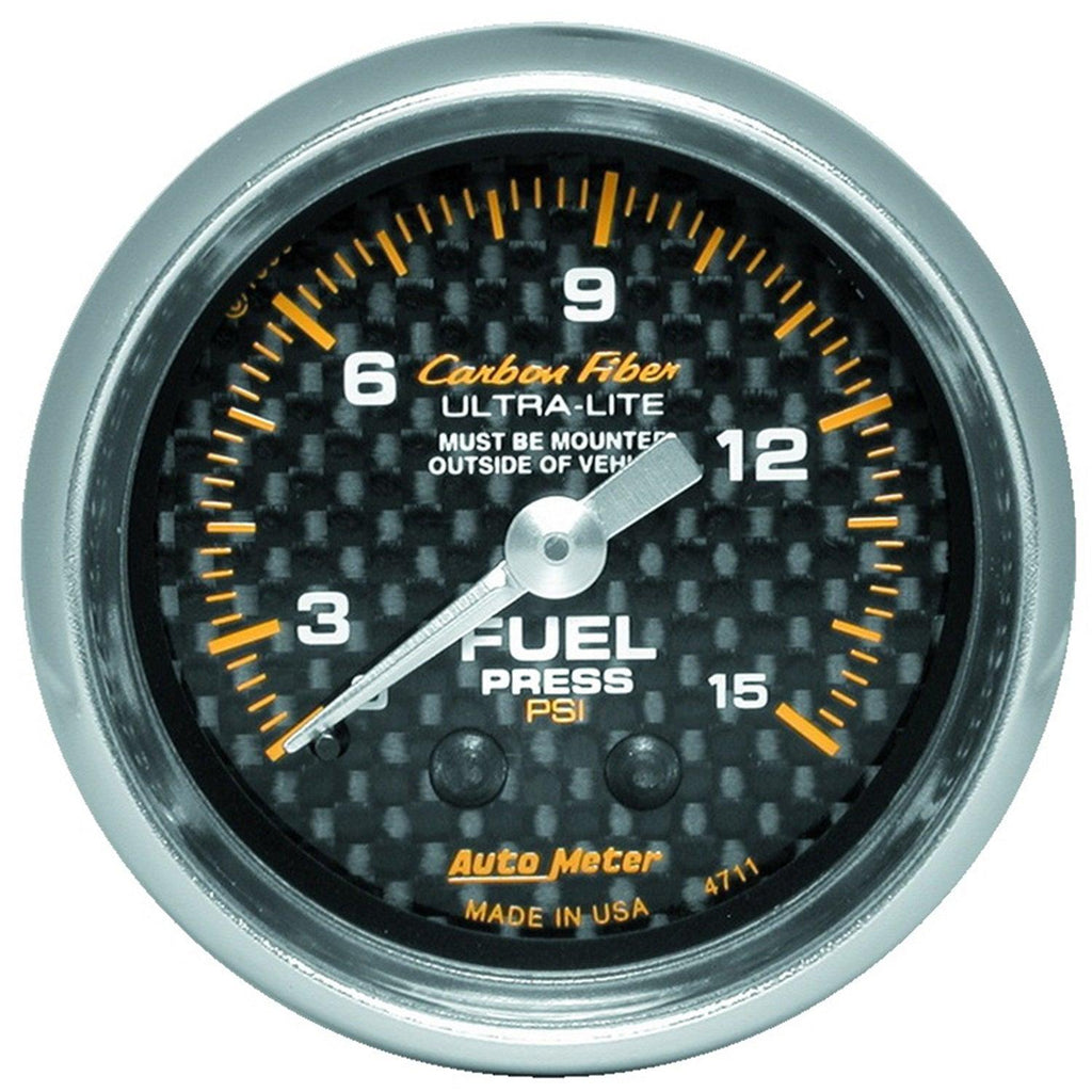 2-1/16 in. FUEL PRESSURE 0-15 PSI CARBON FIBER - greatparts