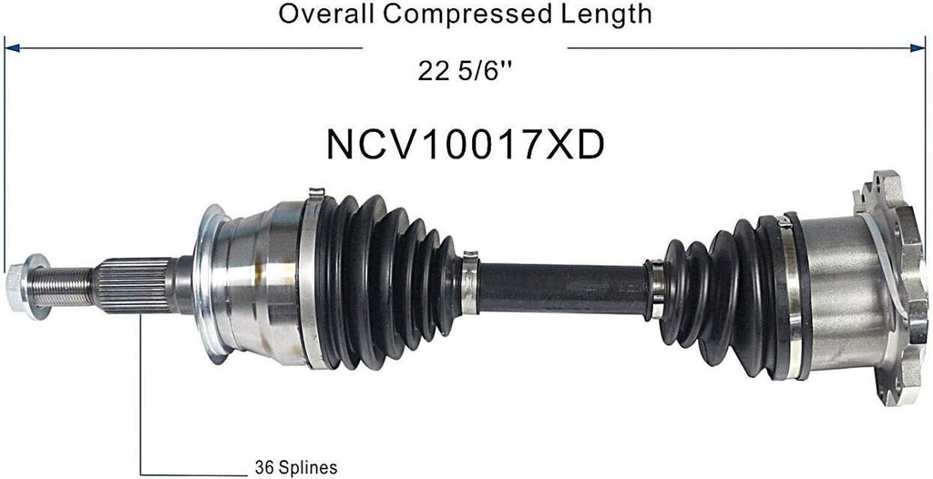 NCV10017XD XD Series CV Axle Shaft Assembly for Extreme Weather Environments - Left or Right Front (Driver or Passenger Side), Gray
