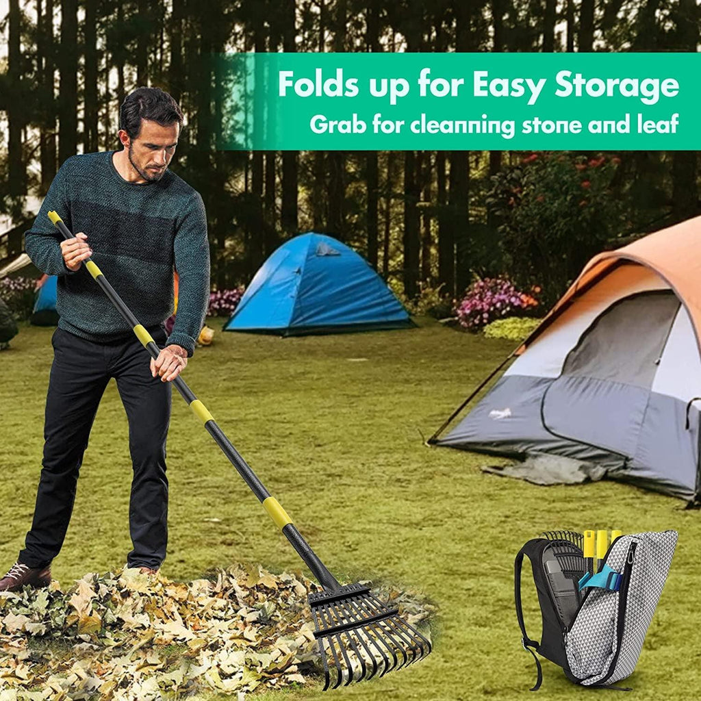 Garden Rake,60 Inch Heavy Duty Small Rake 11 Metal Tines -8.5 Inch Wide, Adjustable Steel Handle,Garden Leaf Rake for Collecting Debris among Flower Beds, Delicate Plants, Lawns ,Yards