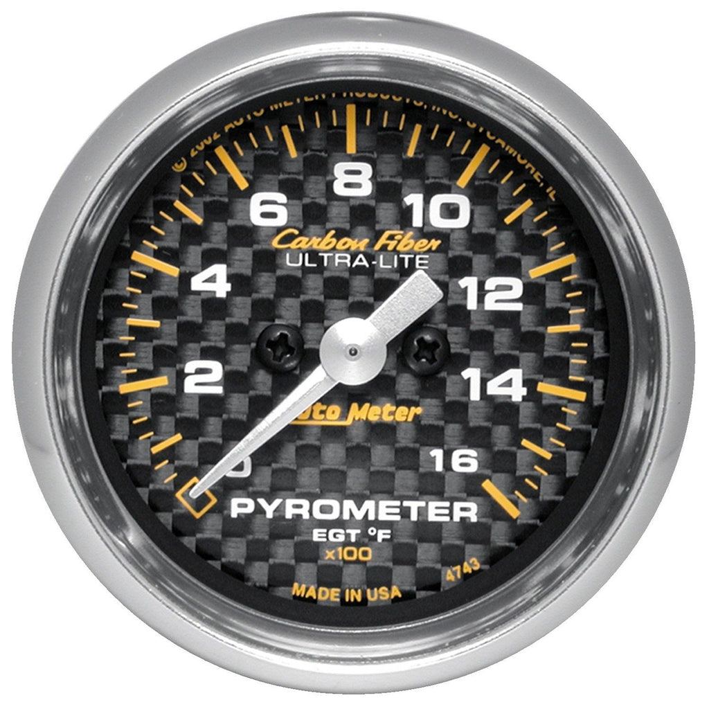 2-1/16 in. PYROMETER 0-1600 Fahrenheit CARBON FIBER - greatparts