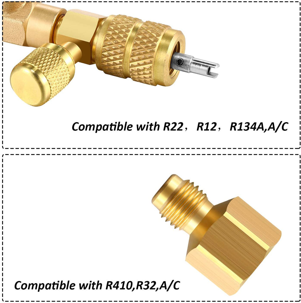 Mudder R22 R134A R12 A/C HVAC Valve Core Removal Tool Compatible with Dual Size 1/4 & 5/16 Port, R410 R32 Brass Adapter, 20 Pcs Cores and 10 Pcs Brass Nut HVAC Valve Core Removal Installer Tool Kit