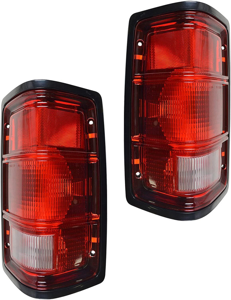 Taillights Taillamps Brake Lights W/Black Bezel Trim Pair Set for 88-96 Dakota