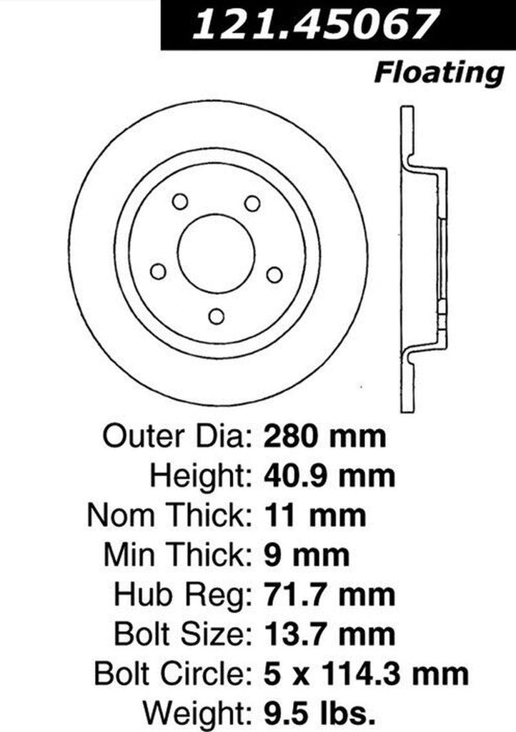 Centric Rear Disc Brake Rotor for 3, 3 Sport (121.45067)